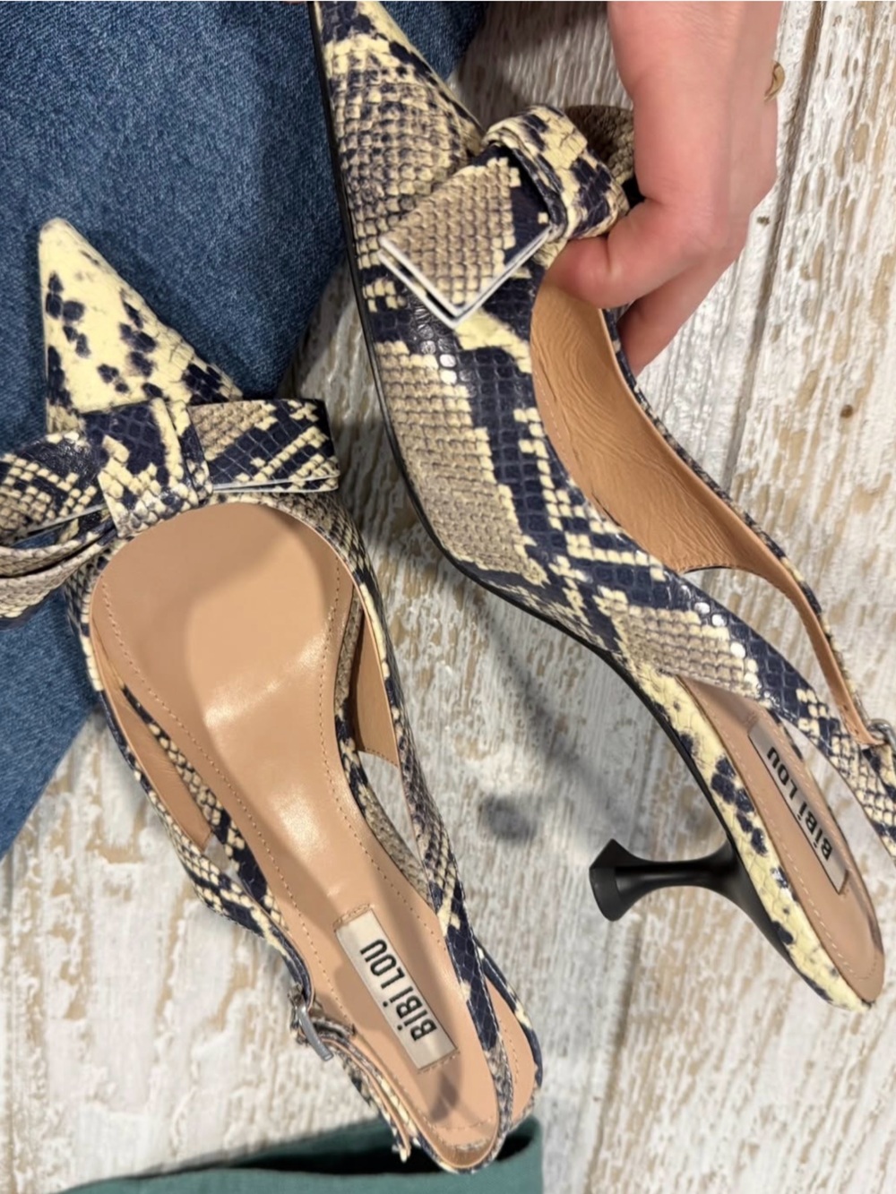 Bibi Lou Snake print Leather Kitten Hill shoes size 38